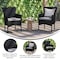 Flash Furniture Black Wicker Patio Chairs & Cream Cushions, PK 2 2-TW-3WBE074-BK-GG - alternate 4